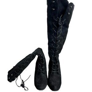 A+ Black lace up suede boots